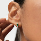 14K Emerald Diamond Huggie Earrings - Tiana Ferkos Fine Jewelry