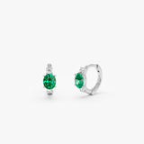 14K Emerald Diamond Huggie Earrings - Tiana 14k White Gold Ferkos Fine Jewelry