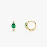 14K Emerald Diamond Huggie Earrings - Tiana Ferkos Fine Jewelry
