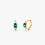 14K Emerald Diamond Huggie Earrings - Tiana 14k Gold Ferkos Fine Jewelry