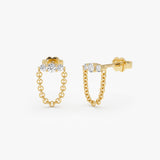 14k Trio Diamond Chain Drop Earrings 14k Gold Ferkos Fine Jewelry