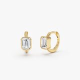 0.70 CTW 14k Emerald Cut Lab Grown Diamond Huggie Earrings - Minel 14k Gold Ferkos Fine Jewelry