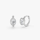 0.70 Ctw 14k Gold Oval Lab Grown Diamond Huggie Earrings - Duru 14k White Gold Ferkos Fine Jewelry