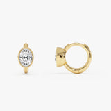 0.70 Ctw 14k Gold Oval Lab Grown Diamond Huggie Earrings - Duru Ferkos Fine Jewelry