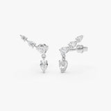 1.20 Ctw 14k Pear Shape Lab Grown Diamond Climber Earrings - Olga 14k White Gold Ferkos Fine Jewelry