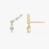 1.20 Ctw 14k Pear Shape Lab Grown Diamond Climber Earrings - Olga Ferkos Fine Jewelry