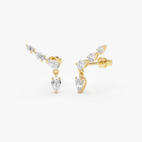 1.20 Ctw 14k Pear Shape Lab Grown Diamond Climber Earrings - Olga 14k Gold Ferkos Fine Jewelry