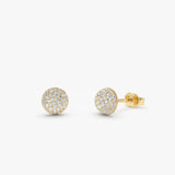 14K Round Natural Diamond Dome Stud Earrings 14k Gold Ferkos Fine Jewelry