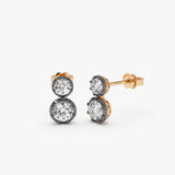 14K 1.5 CTW Lab Grown Vintage Inspired Double Diamond Earrings - Mina 14K Rose Gold Ferkos Fine Jewelry