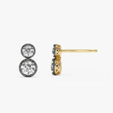14K 1.5 CTW Lab Grown Vintage Inspired Double Diamond Earrings - Mina Ferkos Fine Jewelry