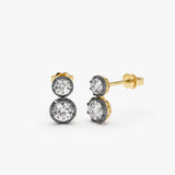 14K 1.5 CTW Lab Grown Vintage Inspired Double Diamond Earrings - Mina 14K Gold Ferkos Fine Jewelry