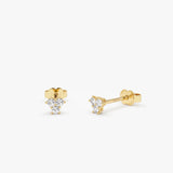 14k Gold Dainty Diamond Cluster Stud Earrings 14k Gold Ferkos Fine Jewelry
