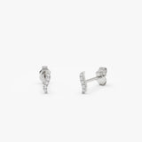 14k Minimal Dainty Diamond Curve Stud Earrings 14k White Gold Ferkos Fine Jewelry