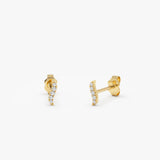 14k Minimal Dainty Diamond Curve Stud Earrings 14k Gold Ferkos Fine Jewelry