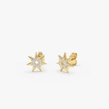 14K Gold Diamond Starburst Stud Earrings 14k Gold Ferkos Fine Jewelry