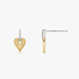 14K Gold Two Tone Fluted Diamond Heart Earrings Ferkos Fine Jewelry