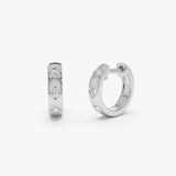 14K Bold Unique Diamond Hoop Earrings 14k White Gold Ferkos Fine Jewelry