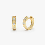 14K Bold Unique Diamond Hoop Earrings 14k Gold Ferkos Fine Jewelry