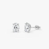 1.00 - 2.00 ctw 14k Classic Oval Shape Lab Grown Diamond Studs - Yarra 14k White Gold Ferkos Fine Jewelry
