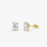 1.00 - 2.00 ctw 14k Classic Oval Shape Lab Grown Diamond Studs - Yarra 14k Gold Ferkos Fine Jewelry