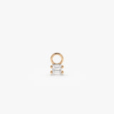 14k Double Baguette Hoop Charm 14K Rose Gold Ferkos Fine Jewelry