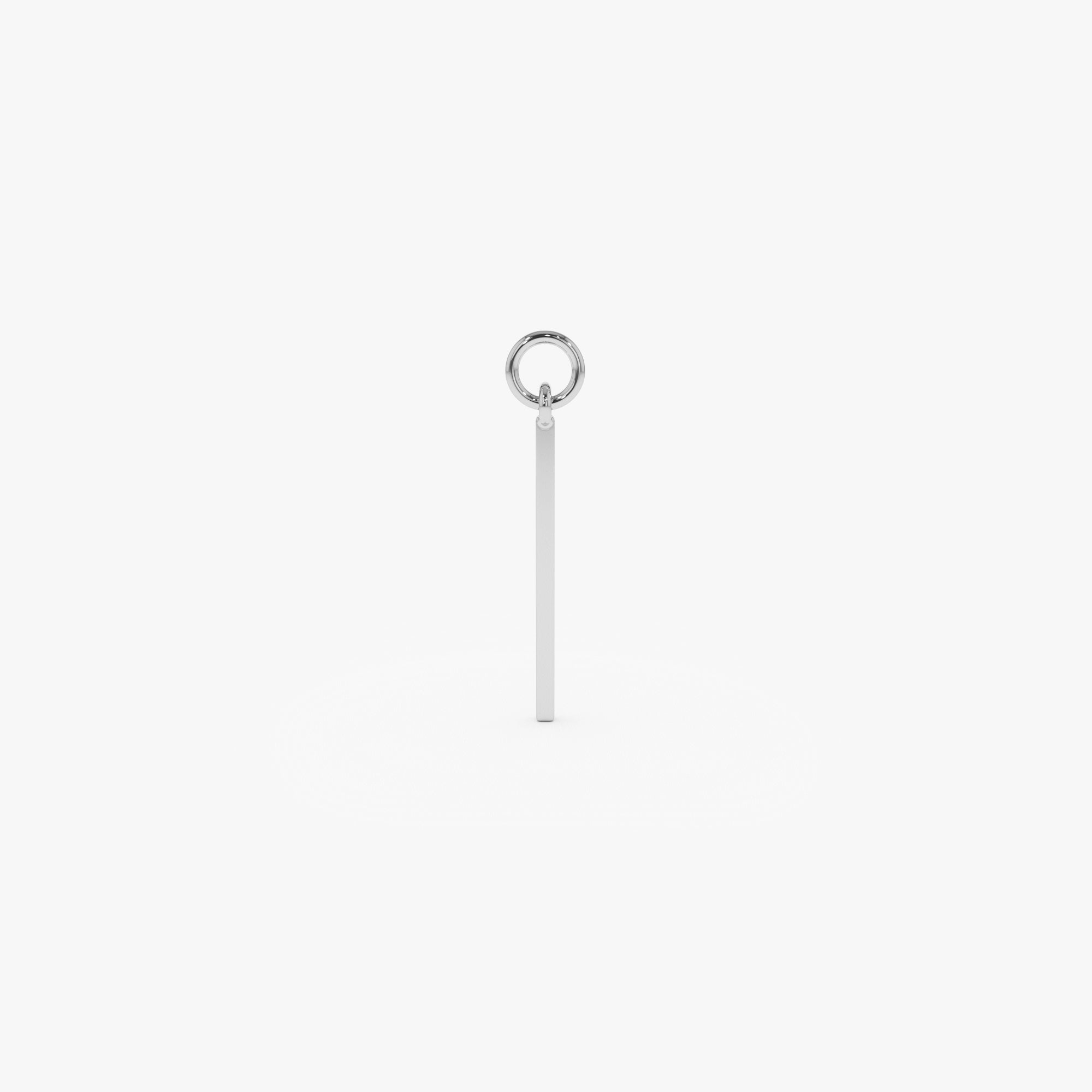 14k Solid Bar Hoop Charm 14K White Gold Ferkos Fine Jewelry