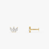 14K Gold Triple Marquise Lab Grown Diamond Flat Back Stud – 0.13 CTW 14k Gold Ferkos Fine Jewelry