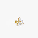 14K Gold Triple Pear Shape Lab Grown Diamond Cluster Flat Back Stud – 0.30 CTW Ferkos Fine Jewelry