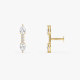 14K Gold Pear & Marquise Lab Grown Diamond Flat Back Stud – 0.23 CTW 14k Gold Ferkos Fine Jewelry