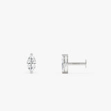 14K Gold Marquise Lab Grown Diamond Flat Back Stud