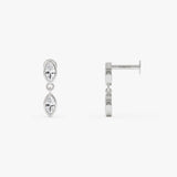 14K Gold Marquise Lab Grown Diamond Dangle Flat Back Stud – 0.12 CTW 14k White Gold Ferkos Fine Jewelry