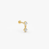 14K Gold Lab Grown Diamond Dangle Flat Back Stud – 0.12 CTW Ferkos Fine Jewelry