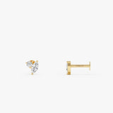 14K Gold Pear & Round Lab Grown Diamond Flat Back Stud – 0.10 CTW 14k Gold Ferkos Fine Jewelry