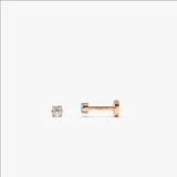 14K Gold Round Diamond Internally Threaded Flat Back Stud 14k Rose Gold Ferkos Fine Jewelry