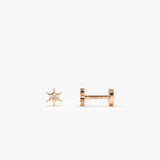 14K Gold Diamond North Star Internally Threaded Flat Back Stud 14k Rose Gold Ferkos Fine Jewelry