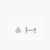 14K Gold Diamond Trio Internally Threaded Flat Back Stud 14k White Gold Ferkos Fine Jewelry