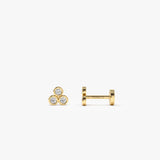 14K Gold Diamond Trio Internally Threaded Flat Back Stud 14k Gold Ferkos Fine Jewelry