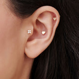 14K Gold Pave Diamond Heart Internally Threaded Flat Back Stud Ferkos Fine Jewelry