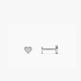 14K Gold Pave Diamond Heart Internally Threaded Flat Back Stud 14k White Gold Ferkos Fine Jewelry