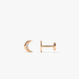 14K Gold Diamond Crescent Moon Flat Back Stud 14k Rose Gold Ferkos Fine Jewelry