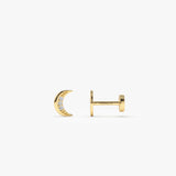 14K Gold Diamond Crescent Moon Flat Back Stud 14k Gold Ferkos Fine Jewelry