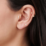 14K Gold Baguette Diamond Climber Flat Back Stud Ferkos Fine Jewelry