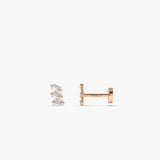 14K Gold Baguette Diamond Climber Flat Back Stud 14k Rose Gold Ferkos Fine Jewelry