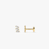 14K Gold Baguette Diamond Climber Flat Back Stud 14k Gold Ferkos Fine Jewelry