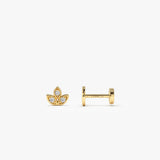 14K Gold Leaf Shape Diamond Cluster Flat Back Stud 14k Gold Ferkos Fine Jewelry
