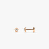 14K Gold Starburst Diamond Flat Back Stud 14k Rose Gold Ferkos Fine Jewelry