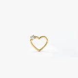 14K Gold Diamond Heart Eternity Hoop Earring