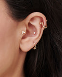 14K Gold Diamond Star Eternity Hoop Earring