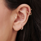 14K Gold Diamond Cluster Cartilage Hoop (Conch, Helix, Tragus) Ferkos Fine Jewelry