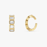 1.25 ctw 14K Gold Emerald Cut Lab Grown Diamond Bezel Hinge Ear Cuff